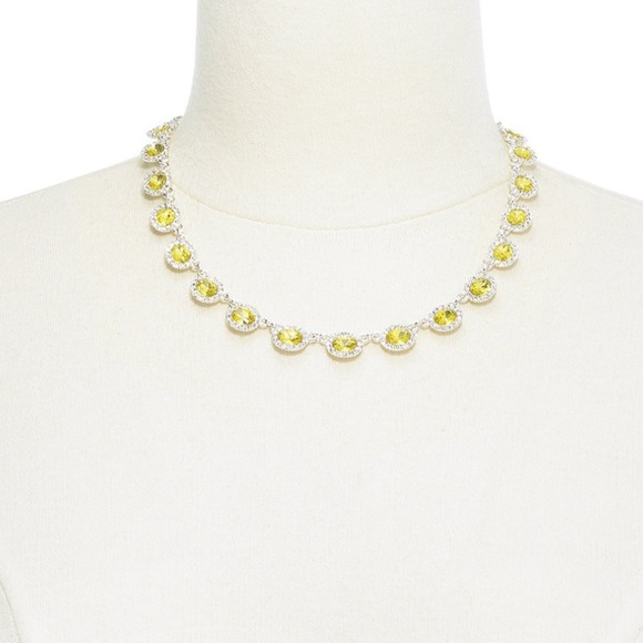 Peridot Rhinestone Birthstone Silver Necklace NWT - Picture 3 of 3